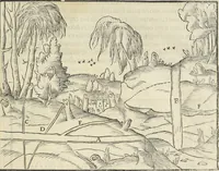 An illustration from Georgii Agricolae De re metallica : libri XII. Quibus officia, instrumenta, machinae, ac omnia deni[que] ad metallicam spectantia, non modo luculentissimè describuntur, sed & per effigies, suis locis infertas, adiunctis latinis, germanicis [que] appellationibus ita ob oculos ponuntur, ut clarius tradi non possint. ; Eiusdem De animantibus subterraneis liber, (1556)