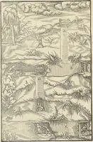 An illustration from Georgii Agricolae De re metallica : libri XII. Quibus officia, instrumenta, machinae, ac omnia deni[que] ad metallicam spectantia, non modo luculentissimè describuntur, sed & per effigies, suis locis infertas, adiunctis latinis, germanicis [que] appellationibus ita ob oculos ponuntur, ut clarius tradi non possint. ; Eiusdem De animantibus subterraneis liber, (1556)