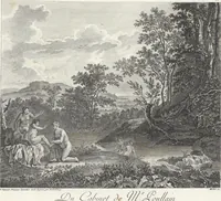 An illustration from Collection de cent-vingt estampes, gravées d'après les tableaux & dessins qui composoient le cabinet de M. Poullain, receveur général des domaines du roi, décédé en 1780 : précédé d'un abrégé historique de la vie des auteurs qui la composent (1781)