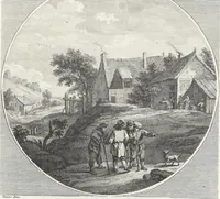 An illustration from Collection de cent-vingt estampes, gravées d'après les tableaux & dessins qui composoient le cabinet de M. Poullain, receveur général des domaines du roi, décédé en 1780 : précédé d'un abrégé historique de la vie des auteurs qui la composent (1781)