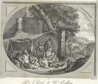 An illustration from Collection de cent-vingt estampes, gravées d'après les tableaux & dessins qui composoient le cabinet de M. Poullain, receveur général des domaines du roi, décédé en 1780 : précédé d'un abrégé historique de la vie des auteurs qui la composent (1781)