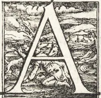 An illustration from Descrittione di tvtta Italia ... nella quale si contiene il sito di essa, l'origine, & le signorie della città, & delle castella, co i nomi antichi & moderni i costumi de populi, le condicioni de paesi, et piv gli hvomini famosi che l'hanno illustrata, i monti, i laghi, i fiumi, le fontane, i bagni, le minere, con tutti l'opre marauigliose in lei dalla natura prodotte (1550)