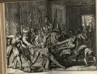 An illustration from De reysende Mercurius : verhandelende de hedendaeghsche en onlanghs tegenwoordige staet en verrichtingen van Europa, afbeeldinge der volckeren, staets-handelingen, bysondere voorvallen, en afbeeldinge der zeden, &c. : met schoone koopere platen der geschiedenissen verçiert (1673)