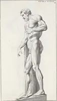 An illustration from Anatomia per uso et intelligenza del disegno; ricercata non solo su gl'ossi e muscoli del corpo humano, ma dimostrata ancora su le statue antiche più insigni di Roma; (1691)