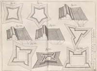 Picture 48 of 62 from Architectura militaris nova et aucta, oder, Newe vermehrte Fortification von regular Vestungen, von irregular Vestungen vnd Aussen wercken, von Praxi offensiva vnd defensiva : auff die neweste Niederländische Praxin gerichtet vnd beschrieben (1665), leaf 292