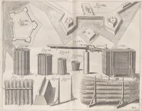 An illustration from Architectura militaris nova et aucta, oder, Newe vermehrte Fortification von regular Vestungen, von irregular Vestungen vnd Aussen wercken, von Praxi offensiva vnd defensiva : auff die neweste Niederländische Praxin gerichtet vnd beschrieben (1665)