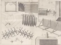 An illustration from Architectura militaris nova et aucta, oder, Newe vermehrte Fortification von regular Vestungen, von irregular Vestungen vnd Aussen wercken, von Praxi offensiva vnd defensiva : auff die neweste Niederländische Praxin gerichtet vnd beschrieben (1665)