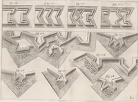 An illustration from Architectura militaris nova et aucta, oder, Newe vermehrte Fortification von regular Vestungen, von irregular Vestungen vnd Aussen wercken, von Praxi offensiva vnd defensiva : auff die neweste Niederländische Praxin gerichtet vnd beschrieben (1665)