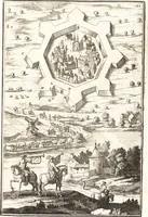 An illustration from Les travaux de Mars, ou, L'art de la guerre : divisé en trois parties ... : avec un ample détail de la milice des Turcs, tant pour l'attaque que pour la deffence : ouvrage enrichi de plus de quatre cens planches gravées en taille-douce (1684)