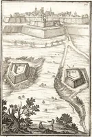 An illustration from Les travaux de Mars, ou, L'art de la guerre : divisé en trois parties ... : avec un ample détail de la milice des Turcs, tant pour l'attaque que pour la deffence : ouvrage enrichi de plus de quatre cens planches gravées en taille-douce (1684)