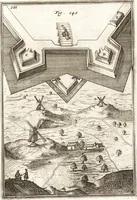 An illustration from Les travaux de Mars, ou, L'art de la guerre : divisé en trois parties ... : avec un ample détail de la milice des Turcs, tant pour l'attaque que pour la deffence : ouvrage enrichi de plus de quatre cens planches gravées en taille-douce (1684)