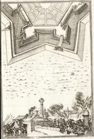 An illustration from Les travaux de Mars, ou, L'art de la guerre : divisé en trois parties ... : avec un ample détail de la milice des Turcs, tant pour l'attaque que pour la deffence : ouvrage enrichi de plus de quatre cens planches gravées en taille-douce (1684)