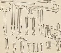 An illustration from The practical metal-worker's assistant : containing the arts of working all metals and alloys, forging of iron and steel, hardening and tempering, melting and mixing, casting and founding, works in sheet metal, the processes dependent on the ductility of the metals, soldering, and the most improved processes, and tools employed by metal-workers, with the application of the art of electro-metallurgy to manufacturing processes : collected from original sources, and from the works of Holtzapffel, Bergeron, Leupold, Plumier, Napier, and others ... (1851)