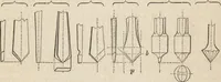 An illustration from The practical metal-worker's assistant : containing the arts of working all metals and alloys, forging of iron and steel, hardening and tempering, melting and mixing, casting and founding, works in sheet metal, the processes dependent on the ductility of the metals, soldering, and the most improved processes, and tools employed by metal-workers, with the application of the art of electro-metallurgy to manufacturing processes : collected from original sources, and from the works of Holtzapffel, Bergeron, Leupold, Plumier, Napier, and others ... (1851)