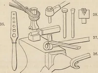 An illustration from The practical metal-worker's assistant : containing the arts of working all metals and alloys, forging of iron and steel, hardening and tempering, melting and mixing, casting and founding, works in sheet metal, the processes dependent on the ductility of the metals, soldering, and the most improved processes, and tools employed by metal-workers, with the application of the art of electro-metallurgy to manufacturing processes : collected from original sources, and from the works of Holtzapffel, Bergeron, Leupold, Plumier, Napier, and others ... (1851)