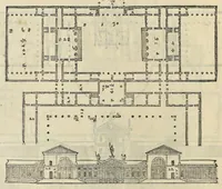 Picture 21 of 49 from I quattro libri dell'architettura di Andrea Palladio : ne' quali, dopo vn breue trattato de' cinque ordini, & di quelli auertimenti, che sono piu necessarij nel fabricare : si tratta delle case priuate, delle vie, dei ponti, delle piazze, dei xisti, et de' tempij (1581), leaf 135