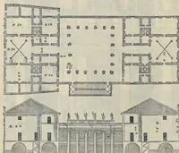 Picture 10 of 49 from I quattro libri dell'architettura di Andrea Palladio : ne' quali, dopo vn breue trattato de' cinque ordini, & di quelli auertimenti, che sono piu necessarij nel fabricare : si tratta delle case priuate, delle vie, dei ponti, delle piazze, dei xisti, et de' tempij (1581), leaf 79