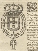 Picture 19 of 21 from A genealogical history of the kings of Portugal : And of all those illustrious houses that in masculine line are branched from that royal family. Containing a discourse of their several lives, marriages, and issues, times of birth, death, and places of burial. With their armes and emblazons according to their several alterations, as also their symboles and mottoes, all engraven in copper-plates (1662), leaf 155