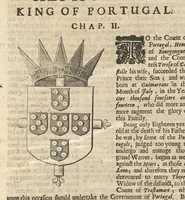 Picture 3 of 21 from A genealogical history of the kings of Portugal : And of all those illustrious houses that in masculine line are branched from that royal family. Containing a discourse of their several lives, marriages, and issues, times of birth, death, and places of burial. With their armes and emblazons according to their several alterations, as also their symboles and mottoes, all engraven in copper-plates (1662), leaf 22