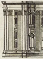 An illustration from Architettura della basilica di S. Pietro in Vaticano : Opera di Bramante Lazzari, Michel'Angelo Bonarota, Carlo Maderni, e altri famosi architetti (1684)