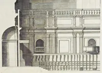 An illustration from Architettura della basilica di S. Pietro in Vaticano : Opera di Bramante Lazzari, Michel'Angelo Bonarota, Carlo Maderni, e altri famosi architetti (1684)