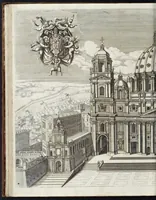 An illustration from Architettura della basilica di S. Pietro in Vaticano : Opera di Bramante Lazzari, Michel'Angelo Bonarota, Carlo Maderni, e altri famosi architetti (1684)