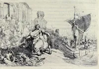 An illustration from Der zee-vaert lof : handelende vande gedenckwaerdighste zeevaerden met de daeraenklevende op en onderganghen der voornaemste heerschappijen der gantscher wereld : zedert haere beginselen tot op den dagh van huyden : in VI boecken (1634)