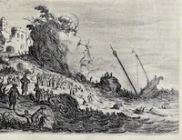 An illustration from Der zee-vaert lof : handelende vande gedenckwaerdighste zeevaerden met de daeraenklevende op en onderganghen der voornaemste heerschappijen der gantscher wereld : zedert haere beginselen tot op den dagh van huyden : in VI boecken (1634)