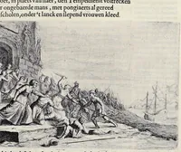 An illustration from Der zee-vaert lof : handelende vande gedenckwaerdighste zeevaerden met de daeraenklevende op en onderganghen der voornaemste heerschappijen der gantscher wereld : zedert haere beginselen tot op den dagh van huyden : in VI boecken (1634)
