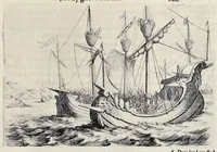 Picture 4 of 11 from Der zee-vaert lof : handelende vande gedenckwaerdighste zeevaerden met de daeraenklevende op en onderganghen der voornaemste heerschappijen der gantscher wereld : zedert haere beginselen tot op den dagh van huyden : in VI boecken (1634), leaf 88