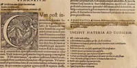 An illustration from Azonis Svmma avrea : recèns pristinae suae fidei restituta, ac archetypo collata : accessêre Hiero. Gigantis I.V.D. adnotationes : his recèns subiecta fuêre adnotamenta ex F. Martini Abb. Summa : adiecit etiam Pardulphus Prateius iurisconsultus scholia aliquot (1557)
