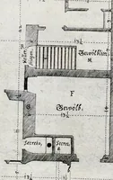 An illustration from Architectura privata, das ist, Gründtliche Beschreibung, neben conterfetischer Vorstellung, inn was Form vnd Manier ein gar irregular, burgerliches Wohnhaus, jedoch mit seinem sehr guten Commoditeten erbawet, darbey ein Rüst vnd Kunst Kammer auffgericht, ingleichem mit Garten, Blumen, Wasser, neben einem Grottenwercklin versehen, vnnd also schon zu gutem Ende ist gebracht worden : darbey ... zu erlehrnen in was Gestalt man die Berlemuttere Meer-Schnecken, neben denselben Muscheln, sowol auch die CorallenZincken palliren, vnd das beste Kitt zu verfertigung der Grotten zubereiten solle ... (1641)