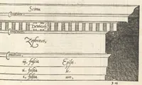 Picture 19 of 50 from Reglen van metselrijen op de vijue manieren van edificien : te wetene Thuscana, Dorica, Corinthia, eñ composita, ende daer by gesedt die exemplen vanden antiquijquen, die in din eeste deel met de leeringe van Vitruvio ouercommen : met noch toeghesedette figuren die inteerste met en waren ende sommige texten (1549), leaf 72