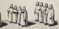 Picture 10 of 30 from The history of the coronation of the most high, most mighty, and most excellent monarch, James II, by the grace of God, king of England, Scotland, France and Ireland, defender of the faith, &c. and of his royal consort Queen Mary : solemnized in the collegiate church of St. Peter in the city of Westminster, on Thursday the 23 of April, being the festival of St. George, in the year of Our Lord 1685 : with an exact account of the several preparations in order thereunto, Their Majesties most splendid processions, and their royal and magnificent feast in Westminster-Hall : the whole work illustrated with sculptures (1687), leaf 128