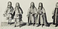 An illustration from The history of the coronation of the most high, most mighty, and most excellent monarch, James II, by the grace of God, king of England, Scotland, France and Ireland, defender of the faith, &c. and of his royal consort Queen Mary : solemnized in the collegiate church of St. Peter in the city of Westminster, on Thursday the 23 of April, being the festival of St. George, in the year of Our Lord 1685 : with an exact account of the several preparations in order thereunto, Their Majesties most splendid processions, and their royal and magnificent feast in Westminster-Hall : the whole work illustrated with sculptures (1687)