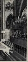 Picture 19 of 30 from The history of the coronation of the most high, most mighty, and most excellent monarch, James II, by the grace of God, king of England, Scotland, France and Ireland, defender of the faith, &c. and of his royal consort Queen Mary : solemnized in the collegiate church of St. Peter in the city of Westminster, on Thursday the 23 of April, being the festival of St. George, in the year of Our Lord 1685 : with an exact account of the several preparations in order thereunto, Their Majesties most splendid processions, and their royal and magnificent feast in Westminster-Hall : the whole work illustrated with sculptures (1687), leaf 188