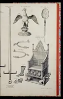 Picture 4 of 30 from The history of the coronation of the most high, most mighty, and most excellent monarch, James II, by the grace of God, king of England, Scotland, France and Ireland, defender of the faith, &c. and of his royal consort Queen Mary : solemnized in the collegiate church of St. Peter in the city of Westminster, on Thursday the 23 of April, being the festival of St. George, in the year of Our Lord 1685 : with an exact account of the several preparations in order thereunto, Their Majesties most splendid processions, and their royal and magnificent feast in Westminster-Hall : the whole work illustrated with sculptures (1687), leaf 56