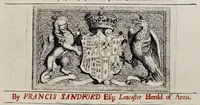 Picture 1 of 30 from The history of the coronation of the most high, most mighty, and most excellent monarch, James II, by the grace of God, king of England, Scotland, France and Ireland, defender of the faith, &c. and of his royal consort Queen Mary : solemnized in the collegiate church of St. Peter in the city of Westminster, on Thursday the 23 of April, being the festival of St. George, in the year of Our Lord 1685 : with an exact account of the several preparations in order thereunto, Their Majesties most splendid processions, and their royal and magnificent feast in Westminster-Hall : the whole work illustrated with sculptures (1687), leaf 8