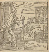 Picture 35 of 47 from Emblemata Andreæ Alciati I. C. clariss. Latinogallica : vnà cum succinctis argumentis, quibus emblematis cuiúsque sententia explicatur, ad calcem Alciati vita = Les emblemes Latin-Francois dv Seigneur Andre Alciat, excellent iurisconsulte, avec argumens succincts pour entendre le sens de chasque embleme, en fin est la vie d'Alcist : la version Françoise non encor veuë cy deuant (1584), leaf 430