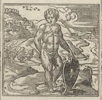 Picture 6 of 14 from Emblemes d'Alciat : de nouueau trãslatez en frãçois, vers pour vers iouxte les latins : ordonnez en lieux cõmuns, auec briefues expositions & figures nouuelles appropriées aux derniers emblemes (1549), leaf 143