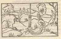 An illustration from Hecatongraphie : c'est à dire la description de cent figures & hystoires, cõtenas̃ plusieurs apophtegmes, prouerbes, sentences & ditz, tant des anciens, que des modernes (1548)
