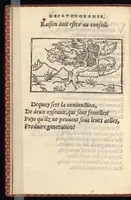 An illustration from Hecatongraphie : c'est à dire la description de cent figures & hystoires, cõtenas̃ plusieurs apophtegmes, prouerbes, sentences & ditz, tant des anciens, que des modernes (1548)