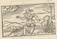 An illustration from Hecatongraphie : c'est à dire la description de cent figures & hystoires, cõtenas̃ plusieurs apophtegmes, prouerbes, sentences & ditz, tant des anciens, que des modernes (1548)