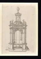 An illustration from Second livre d'architectvre, contenant plvsievrs et diverses ordonnances de cheminees, lvcarnes, portes, fonteines, puis, & pauillons, pour enrichir tant le dedans que le dehors de tous edifices. Auec les desseings de dix sepultures toutes differentes (1561)