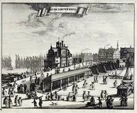 Picture 11 of 36 from Beschryvinge van Amsterdam : zynde een naukeurige verhandelinge van desselfs eerste oorspruk uyt den huyse der heeren van Amstel, en Amstellant : haar vergrootingen, rykdom, en wyze van regeeringe, tot den jare 1691 : voor dezen uit verscheide oude historie-schryvers be eengesteld, en uytgegeven : en nu uit een meenigte van oude schriften, authentyke stukken, en met kopere afbeeldingen verciert, nooit voor desen gedruckt geweest, beschreven, en vermeerdert (1693), leaf 138