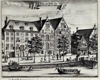 Picture 14 of 36 from Beschryvinge van Amsterdam : zynde een naukeurige verhandelinge van desselfs eerste oorspruk uyt den huyse der heeren van Amstel, en Amstellant : haar vergrootingen, rykdom, en wyze van regeeringe, tot den jare 1691 : voor dezen uit verscheide oude historie-schryvers be eengesteld, en uytgegeven : en nu uit een meenigte van oude schriften, authentyke stukken, en met kopere afbeeldingen verciert, nooit voor desen gedruckt geweest, beschreven, en vermeerdert (1693), leaf 160