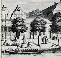 Picture 2 of 36 from Beschryvinge van Amsterdam : zynde een naukeurige verhandelinge van desselfs eerste oorspruk uyt den huyse der heeren van Amstel, en Amstellant : haar vergrootingen, rykdom, en wyze van regeeringe, tot den jare 1691 : voor dezen uit verscheide oude historie-schryvers be eengesteld, en uytgegeven : en nu uit een meenigte van oude schriften, authentyke stukken, en met kopere afbeeldingen verciert, nooit voor desen gedruckt geweest, beschreven, en vermeerdert (1693), leaf 25