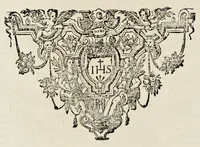 An illustration from Bibliotheca scriptorum Societatis Iesu, : post excusum anno M.DC.VIII. catalogum R.P. Petri Ribadeneiræ Societatis eiusdem theologi; (1643)