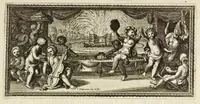 An illustration from Les plaisirs de l'isle enchantée : course de bague : collation ornée de machines, comedie, meslée de danse et de musiq́ue, ballet du palais d'Alcine, feu d'artifice et autres festes galantes et magnifiques faites par le Roy a Versailles, le VII. may M.DC.LXIV, et continuées plusieurs autres jours (1673)