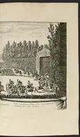 An illustration from Les plaisirs de l'isle enchantée : course de bague : collation ornée de machines, comedie, meslée de danse et de musiq́ue, ballet du palais d'Alcine, feu d'artifice et autres festes galantes et magnifiques faites par le Roy a Versailles, le VII. may M.DC.LXIV, et continuées plusieurs autres jours (1673)